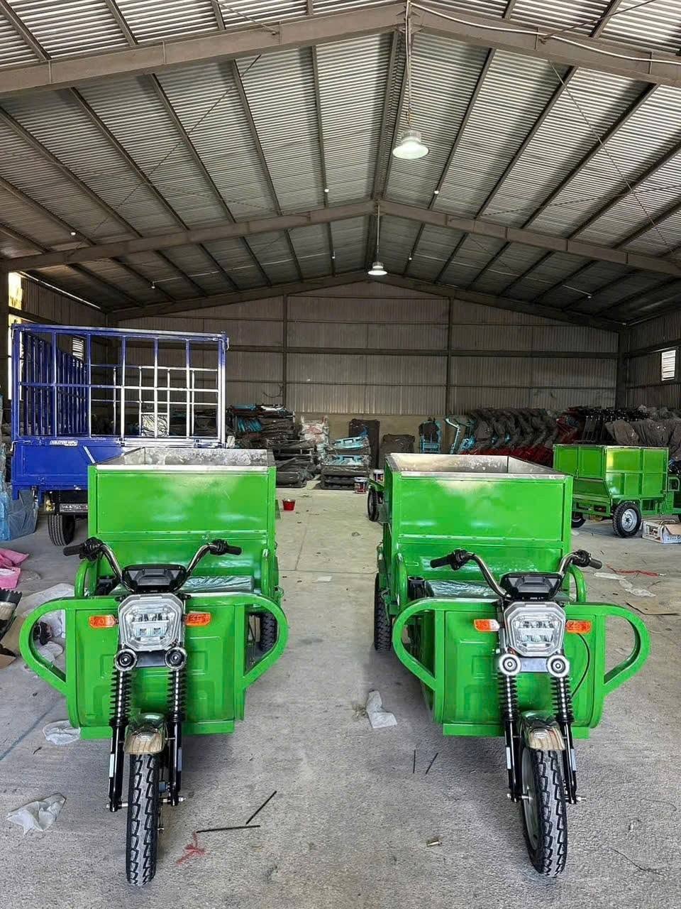 Xe Điện Chở Rác 3 Bánh Môi Trường 1 Tấn Ben Nâng Hạ