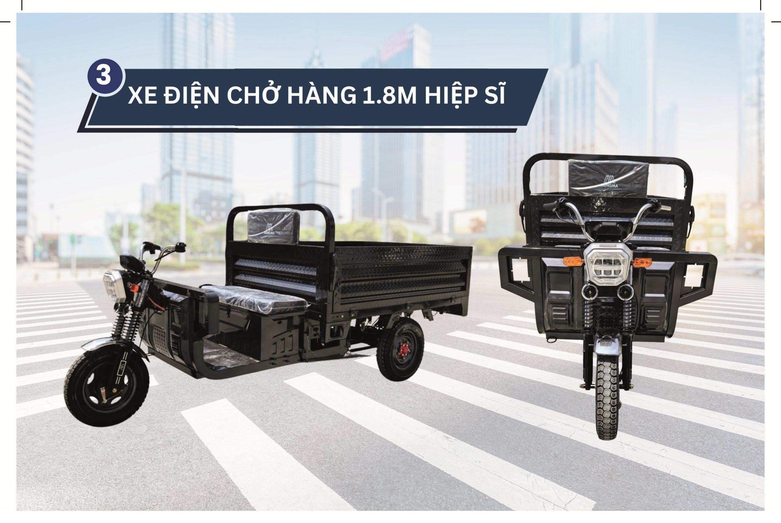 Xe điện 3 bánh chở hàng 1 tấn thùng 1.8m Xe Môi Trường Xanh