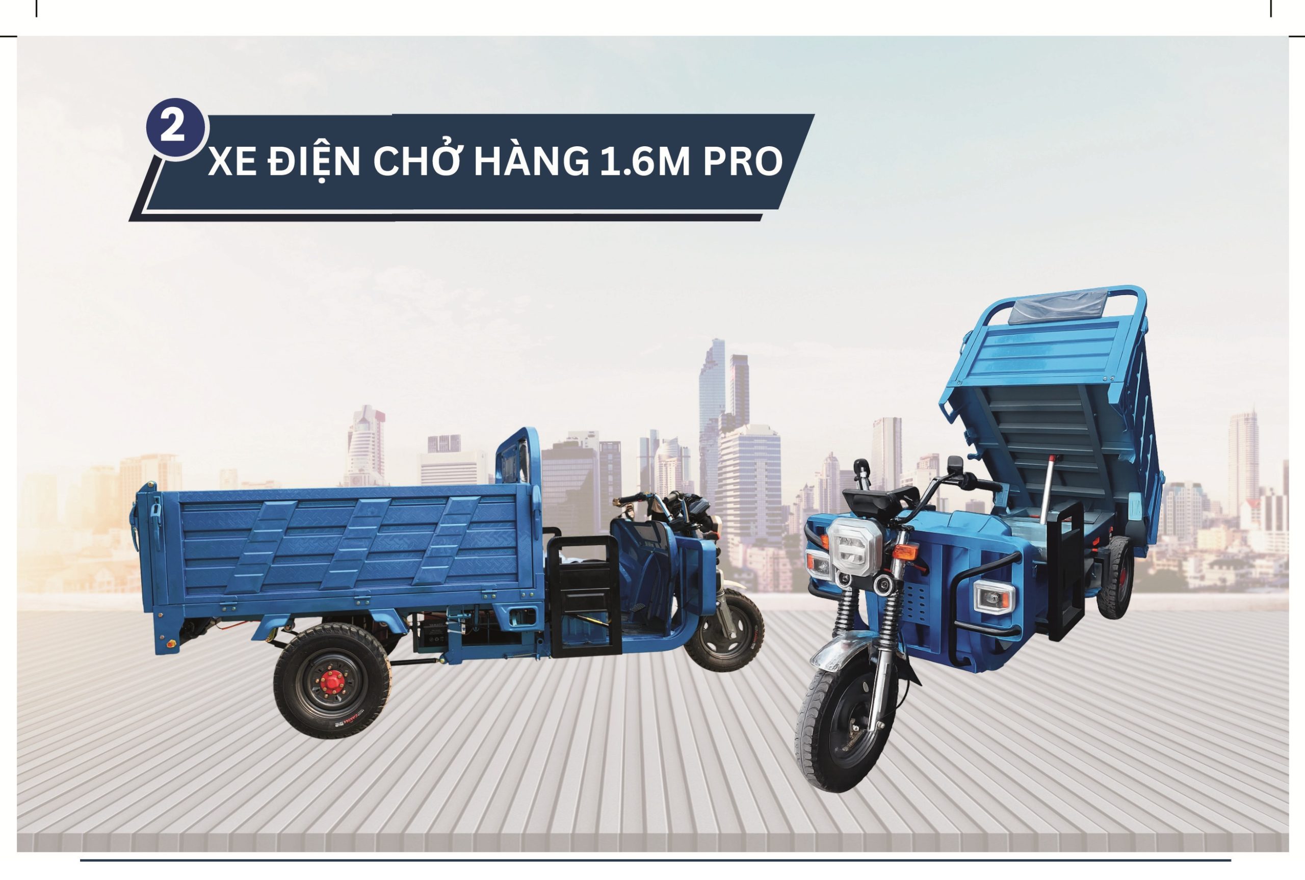 Xe Điện 3 Bánh Chở Hàng 1,5 Tấn Động Cơ 1800W