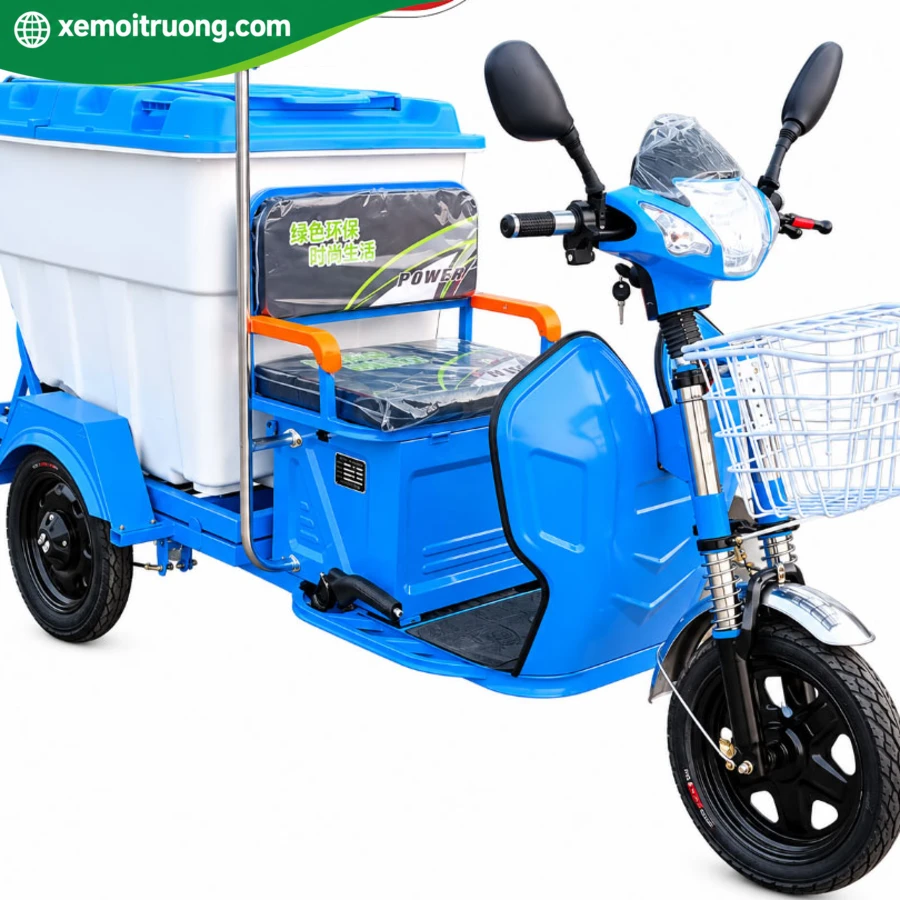 Xe Điện 3 Bánh Chở Rác Môi Trường 800W Thùng Nhựa 4 Xe Điện 3 Bánh Chở Rác Môi Trường 800W Thùng Nhựa - Ảnh 4