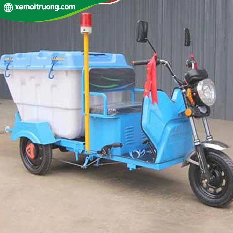 Xe Điện 3 Bánh Thu Gom Rác Thùng Nhựa 600L 500W