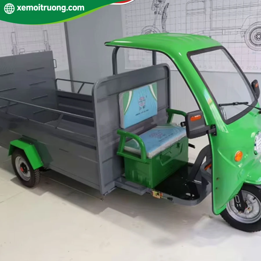 Xe Điện Chở Rác 3 Bánh Có Mái Che 100L Tải Trọng 300L 3 Xe Điện Chở Rác 3 Bánh Có Mái Che 100L Tải Trọng 300L - Ảnh 3