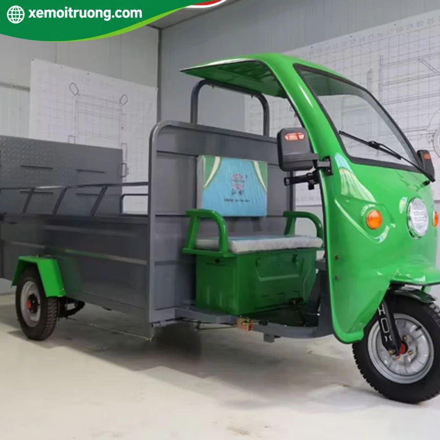 Xe Điện Chở Rác 3 Bánh Có Mái Che 100L Tải Trọng 300L 2 Xe Điện Chở Rác 3 Bánh Có Mái Che 100L Tải Trọng 300L - Ảnh 2
